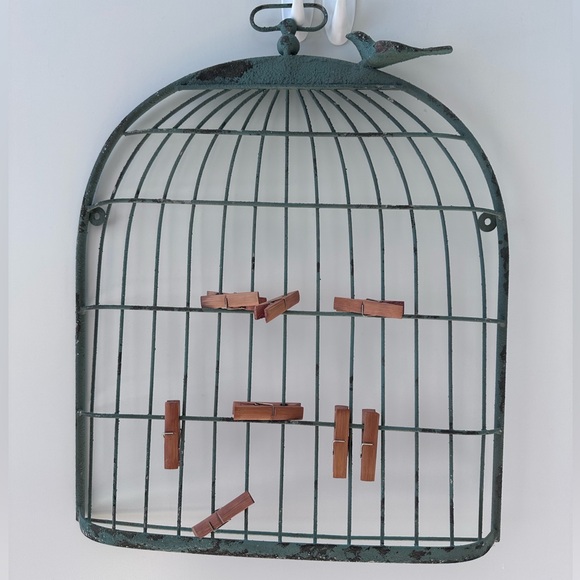 Vintage Green Bird Cage Wall Decor - Picture 4 of 6